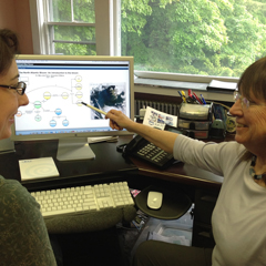 Scientist Mary Jane Perry (right) and educator Carla Companion collaborate on a webinar about the bloom